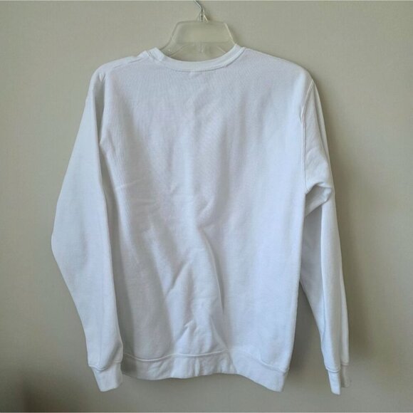 CELINE DION Cat Graphic Sweatshirt White Vintage Floral Sz M - Picture 2 of 5